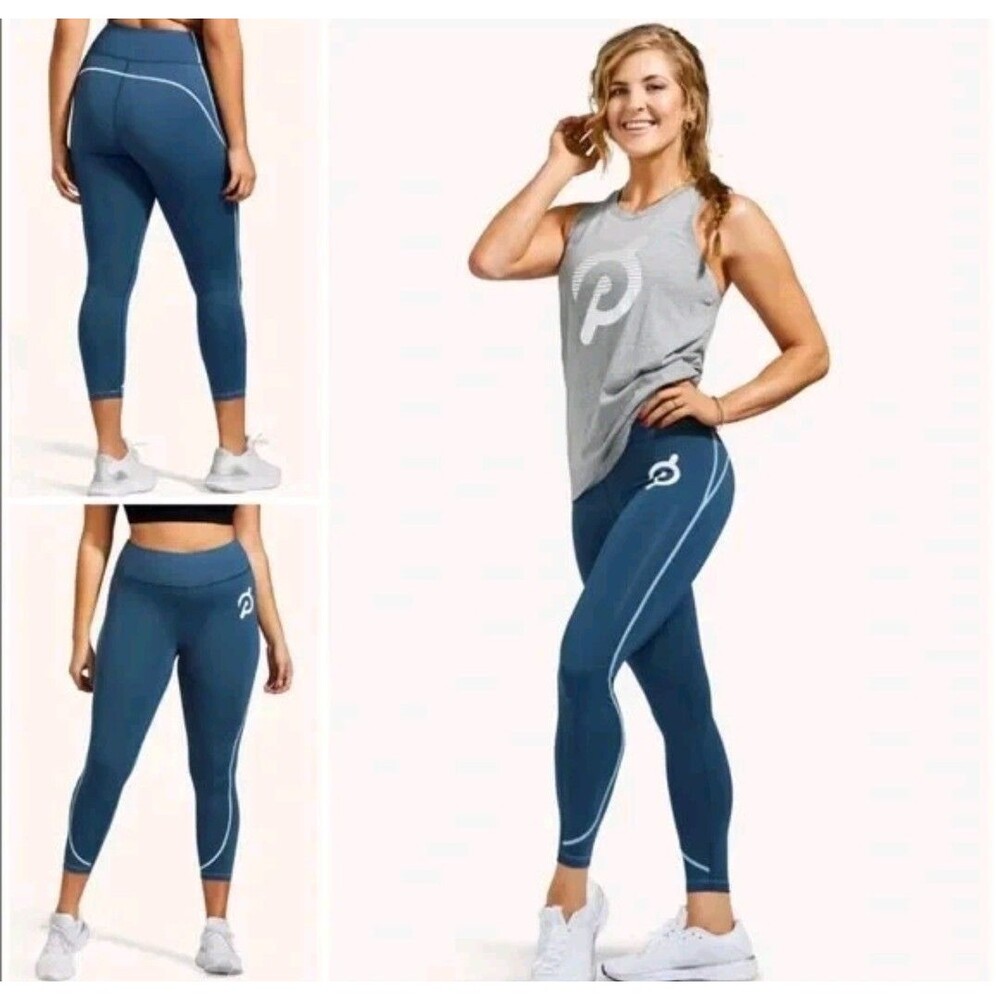 Peloton Move Seamed Leggings Blue Elastic Waist Size Small